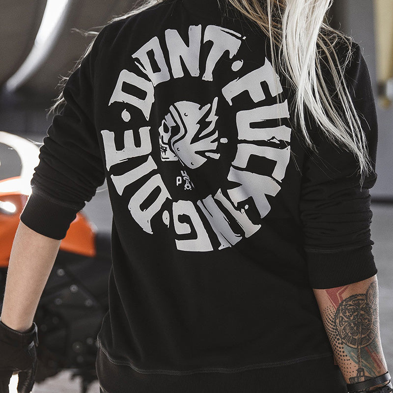 JOHN DON’T DIE - Unisex Biker Sweatshirt - Black Cotton