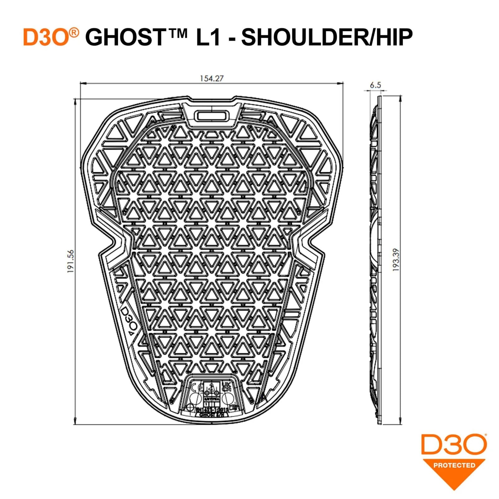 D3O® GHOST CE L1 Shoulder/Hip Armour Pair