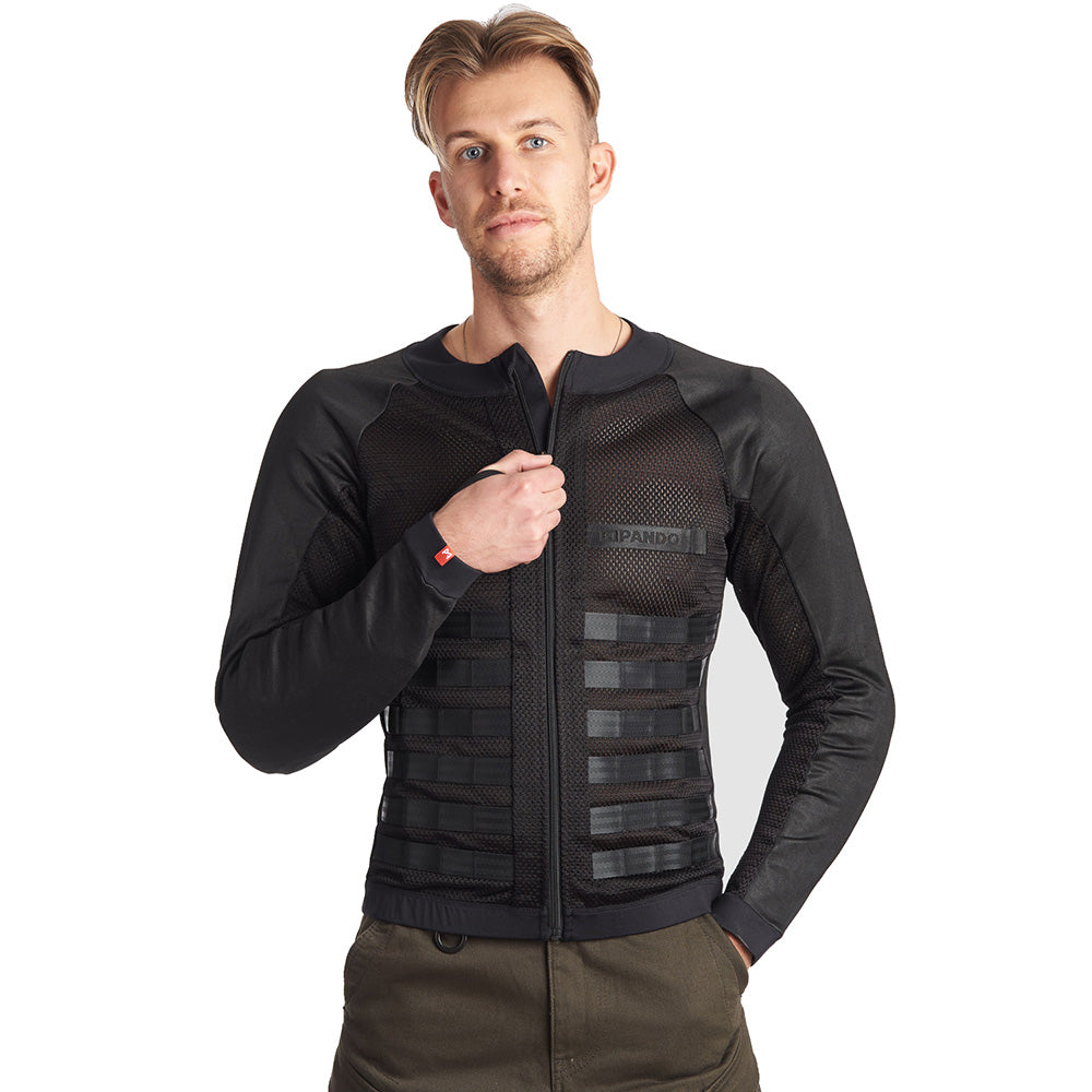 COMMANDO UH BLACK- Men's Motorcycle Shirt - Armoured Motorcycle Base-layer