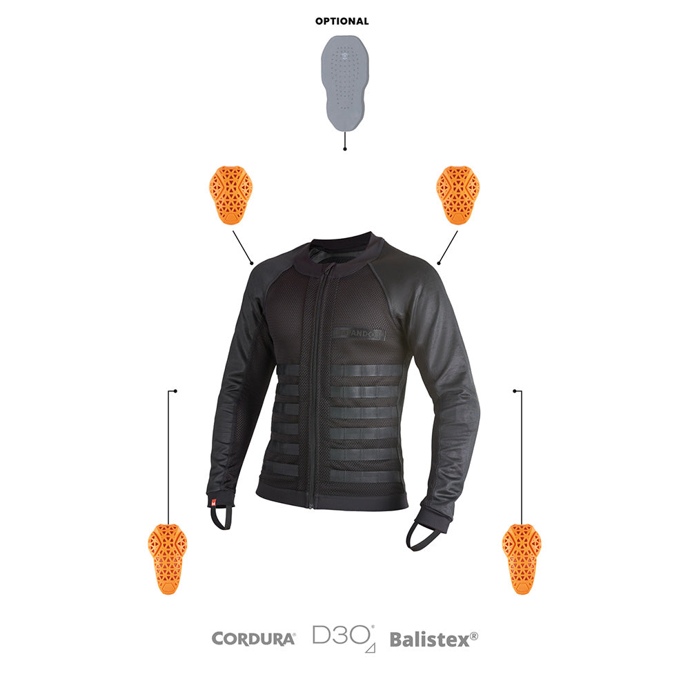 COMMANDO UH BLACK- Men's Motorcycle Shirt - Armoured Motorcycle Base-layer