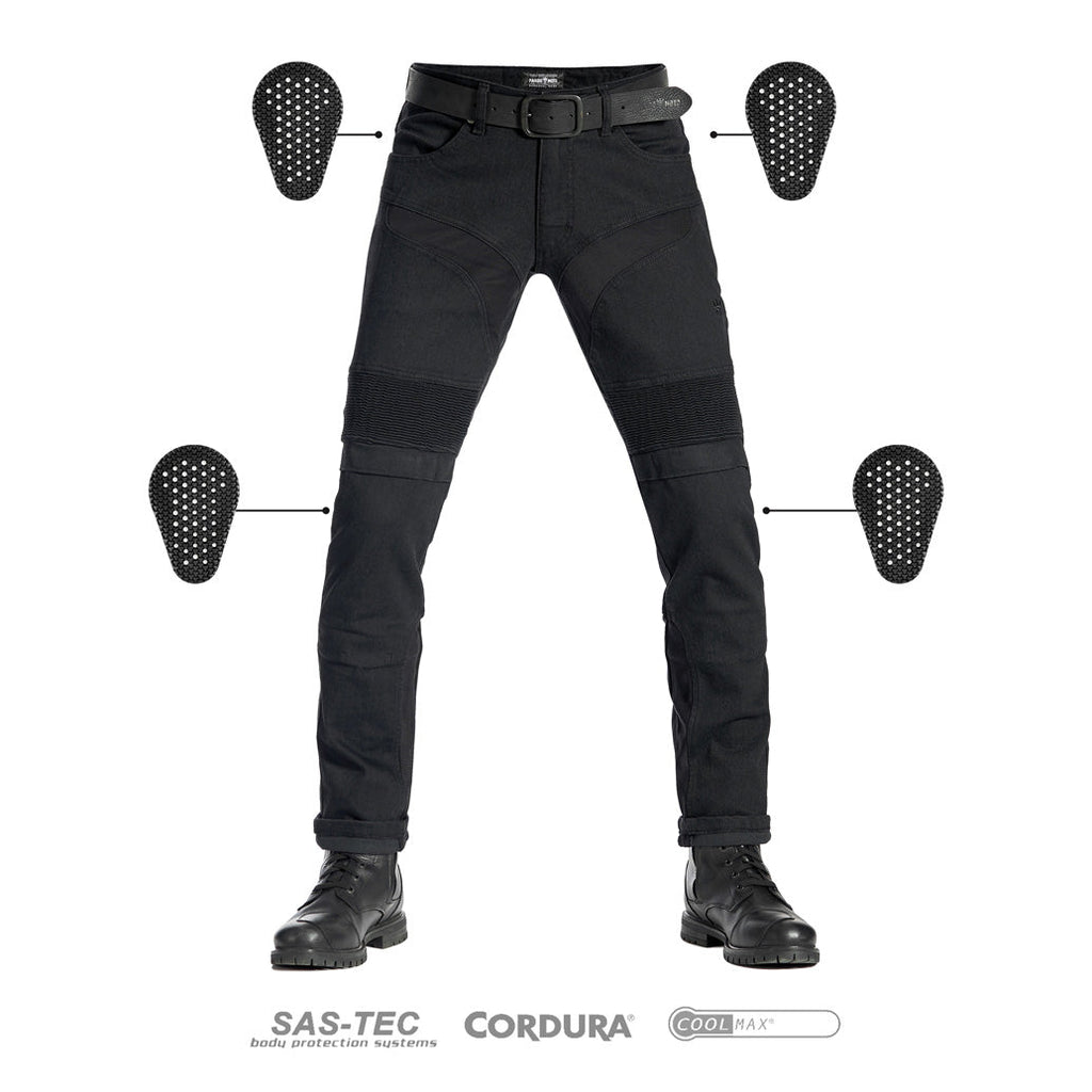 KARLDO SLIM BLACK - Motorcycle Jeans for Men - Slim-fit Cordura®
