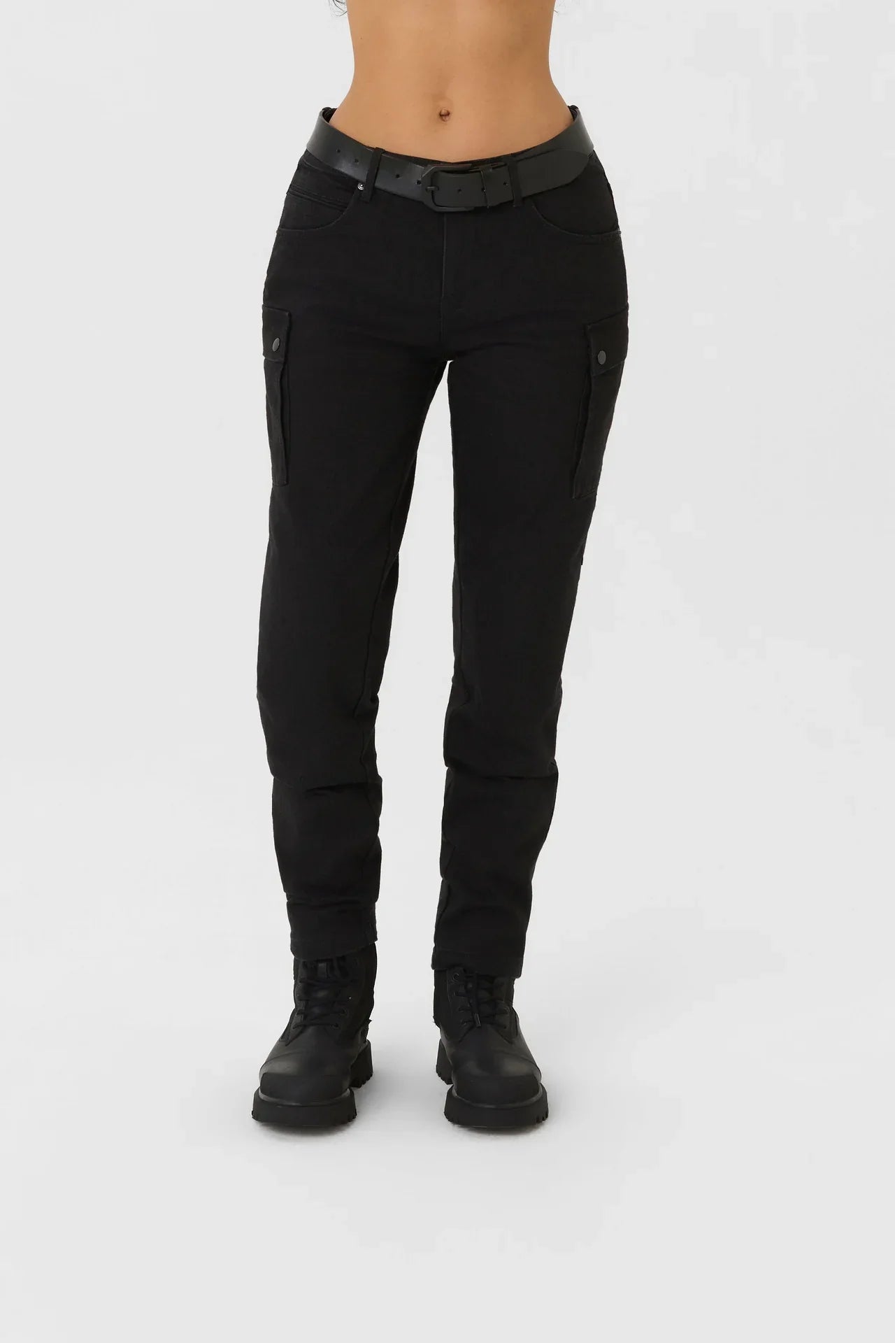 MILA CARGO BLACK - Motorcycle Jeans for Women with Chino Style Cordura®