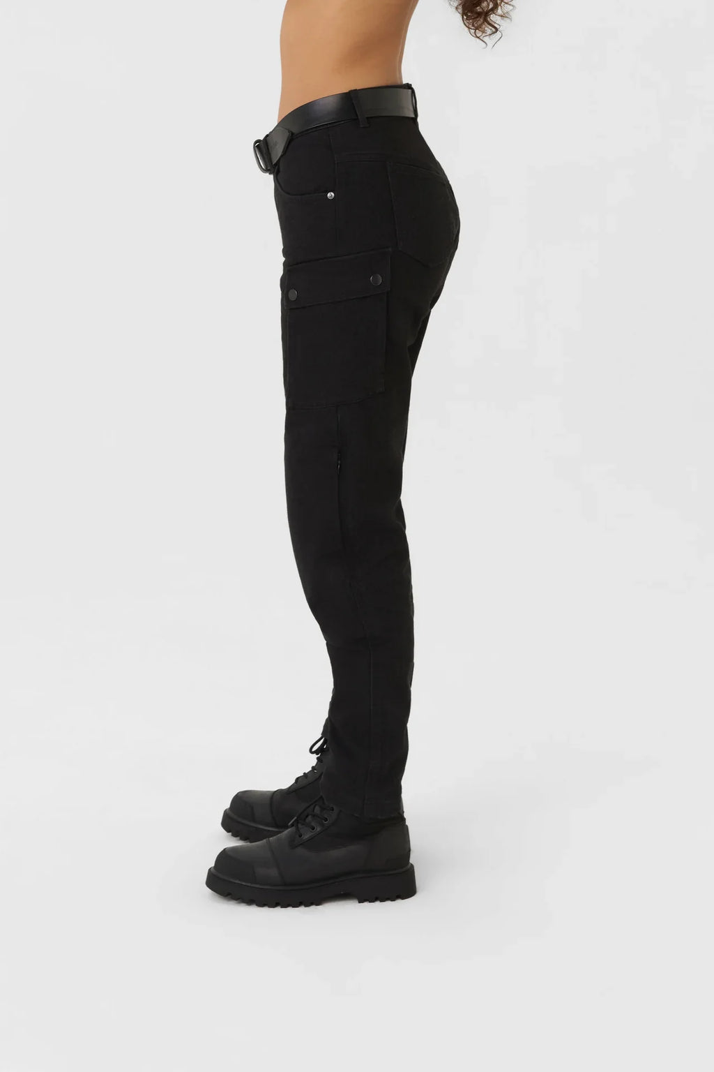 MILA CARGO BLACK - Motorcycle Jeans for Women with Chino Style Cordura®