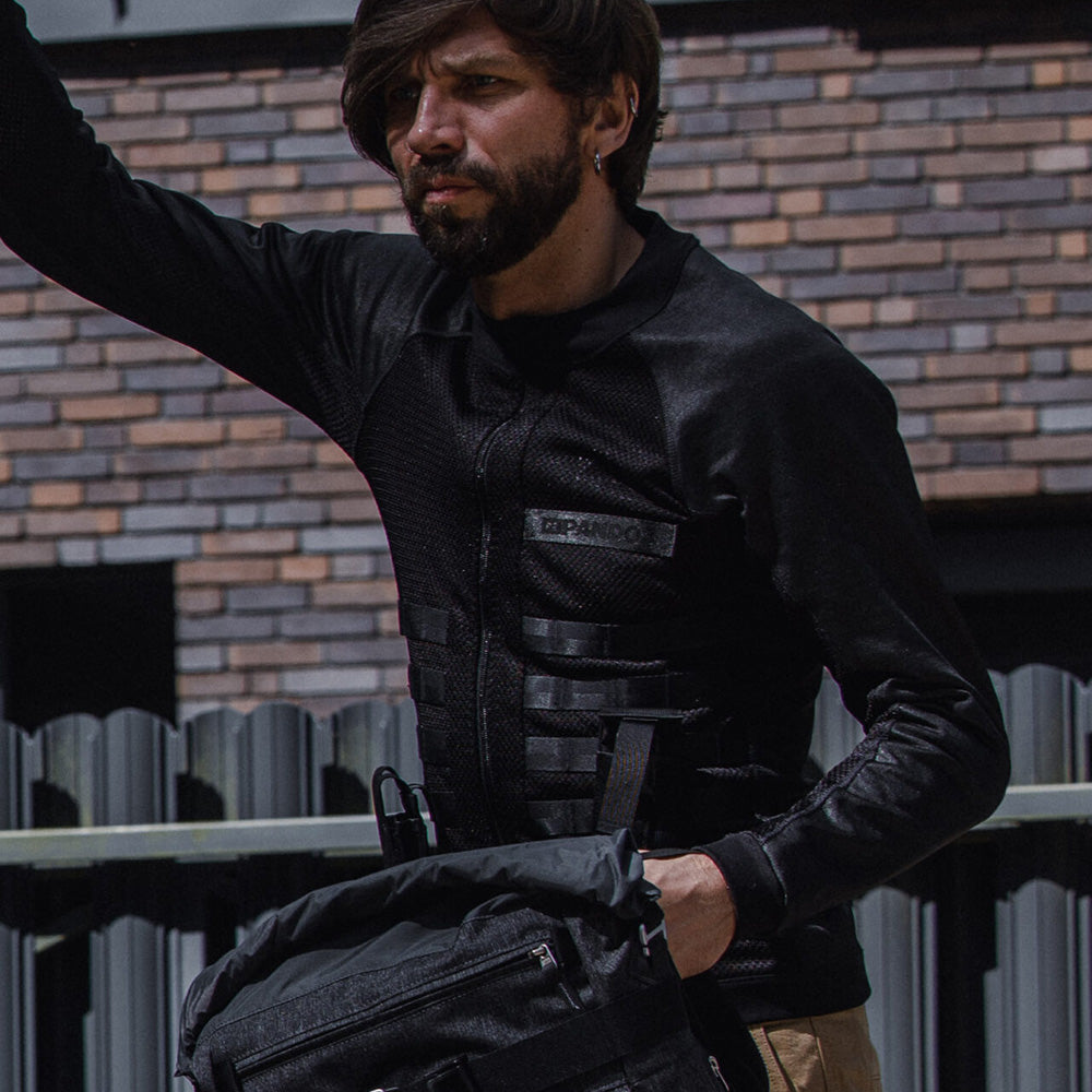 COMMANDO UH BLACK- Men's Motorcycle Shirt - Armoured Motorcycle Base-layer