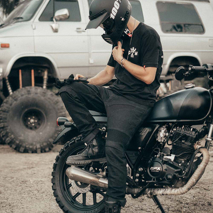 KARLDO SLIM BLACK - Motorcycle Jeans for Men - Slim-fit Cordura®