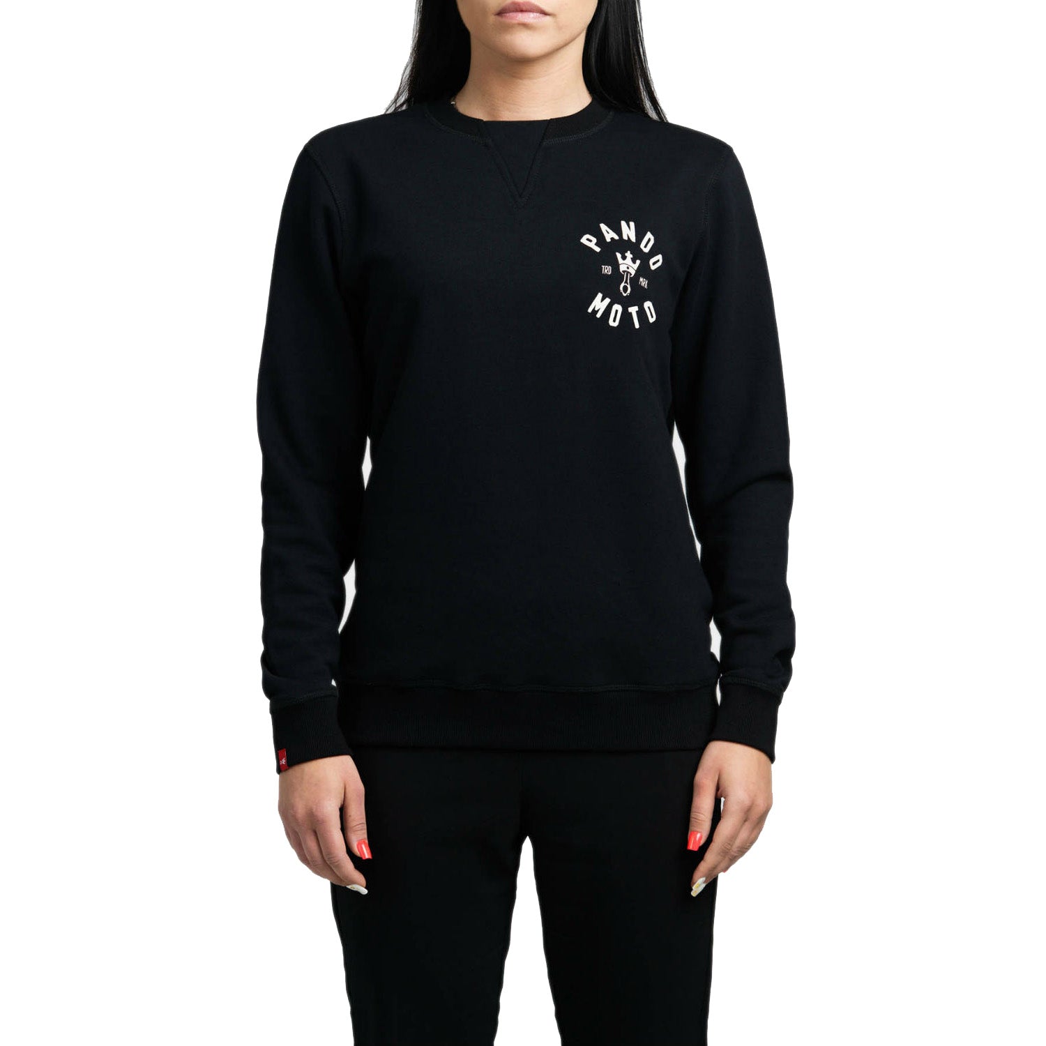 Unisex Biker Sweatshirt - Black Cotton, JOHN WING 01